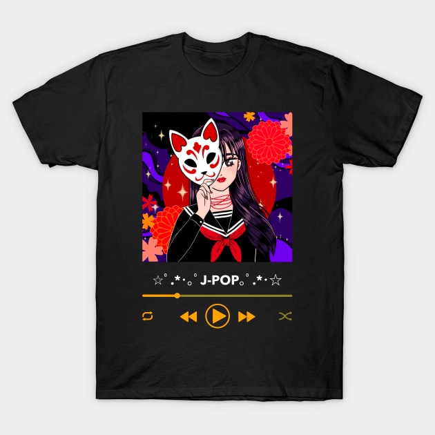 J Pop Fan Playlist Anime Girl T-Shirt by RareLoot19